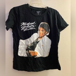 Womens Short Black Tee T Shirt M Medium Michael Jackson Thriller Bust 38”